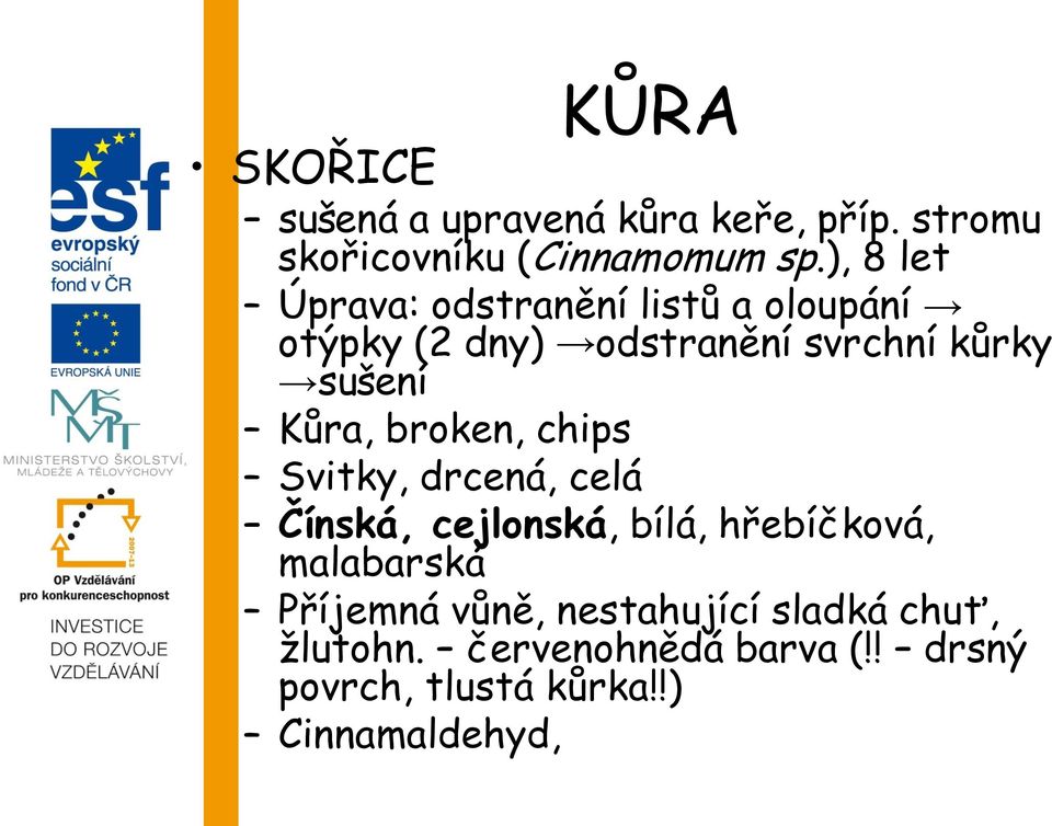 Kůra, broken, chips Svitky, drcená, celá Čínská, cejlonská, bílá, hřebíčková, malabarská