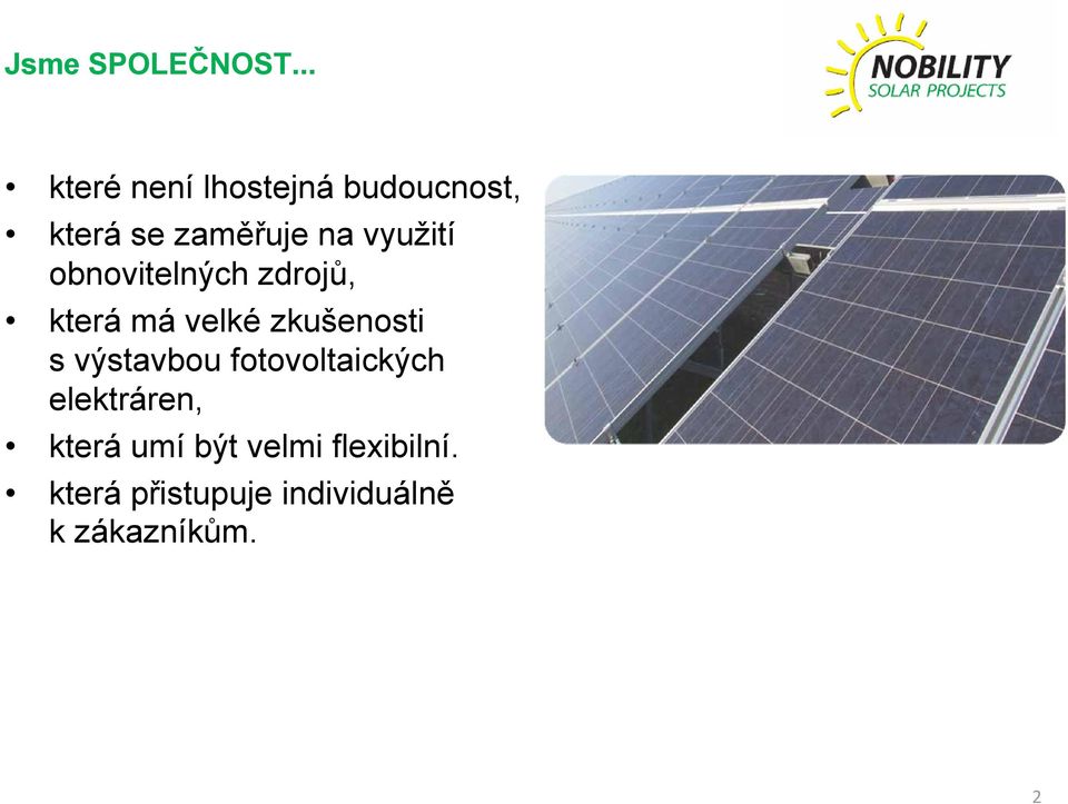 využití obnovitelných zdrojů, která má velké zkušenosti s
