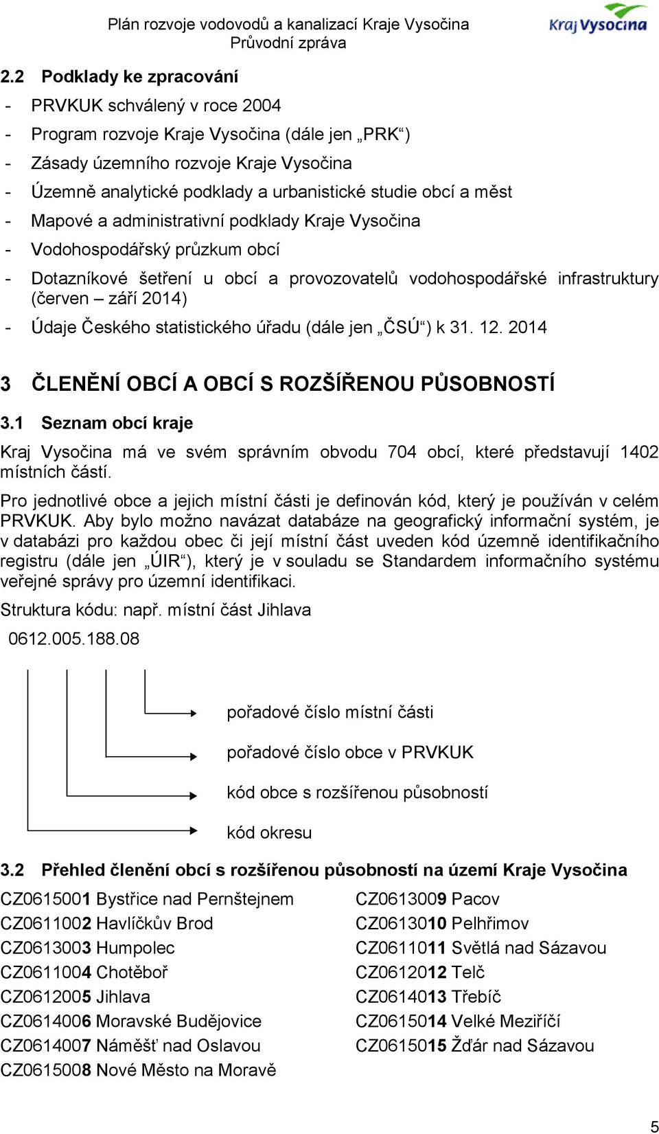 Českého statistického úřadu (dále jen ČSÚ ) k 31. 12. 2014 3 ČLENĚNÍ OBCÍ A OBCÍ S ROZŠÍŘENOU PŮSOBNOSTÍ 3.