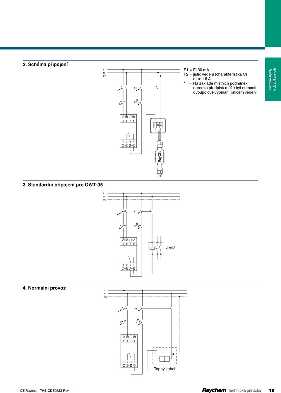 vedení Udržování teploty teplé užitkové vody 2A F2 L N RayClic 3.