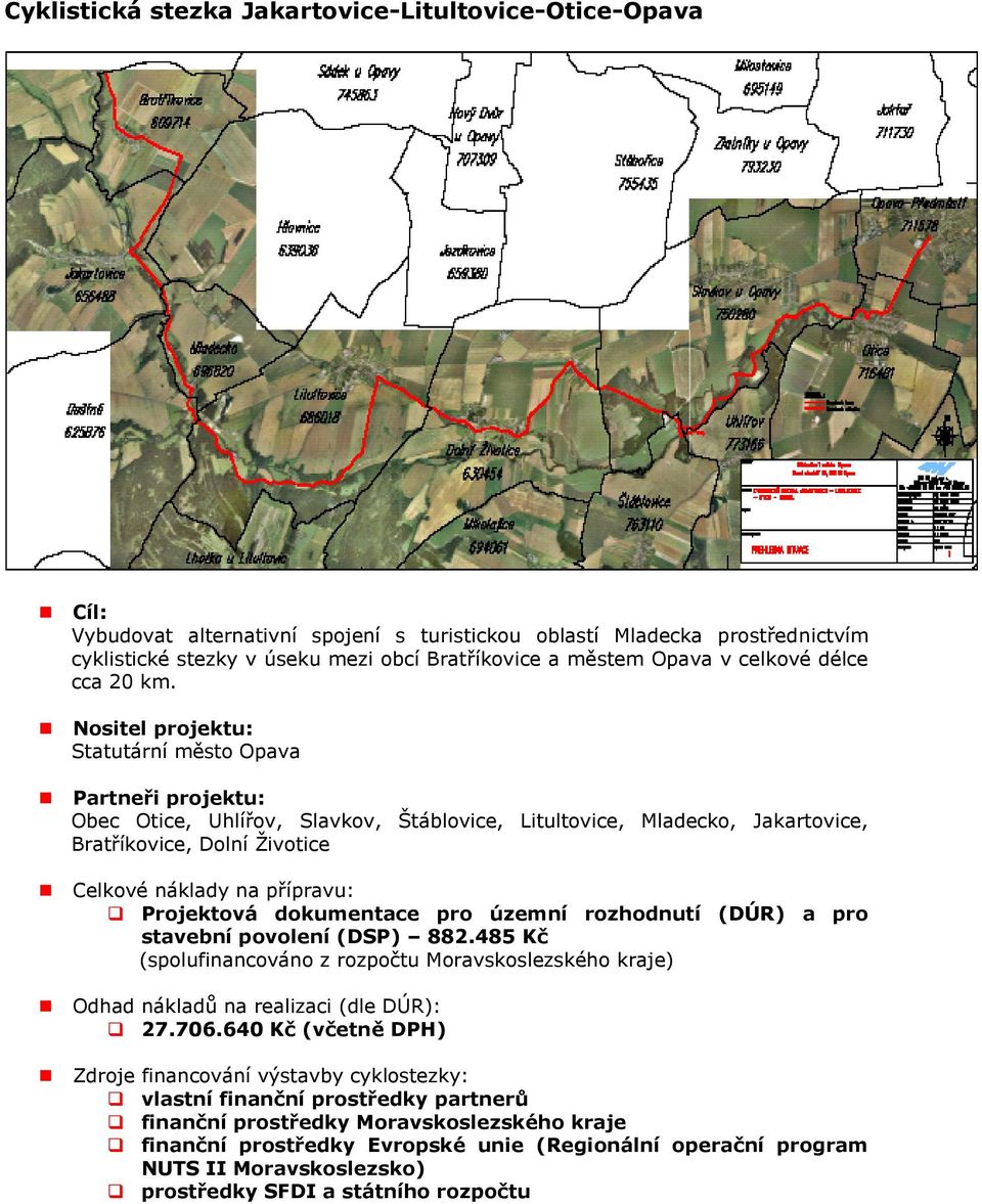 Nositel projektu: Statutární město Opava Partneři projektu: Obec Otice, Uhlířov, Slavkov, Štáblovice, Litultovice, Mladecko, Jakartovice, Bratříkovice, Dolní Ţivotice Celkové náklady na přípravu: