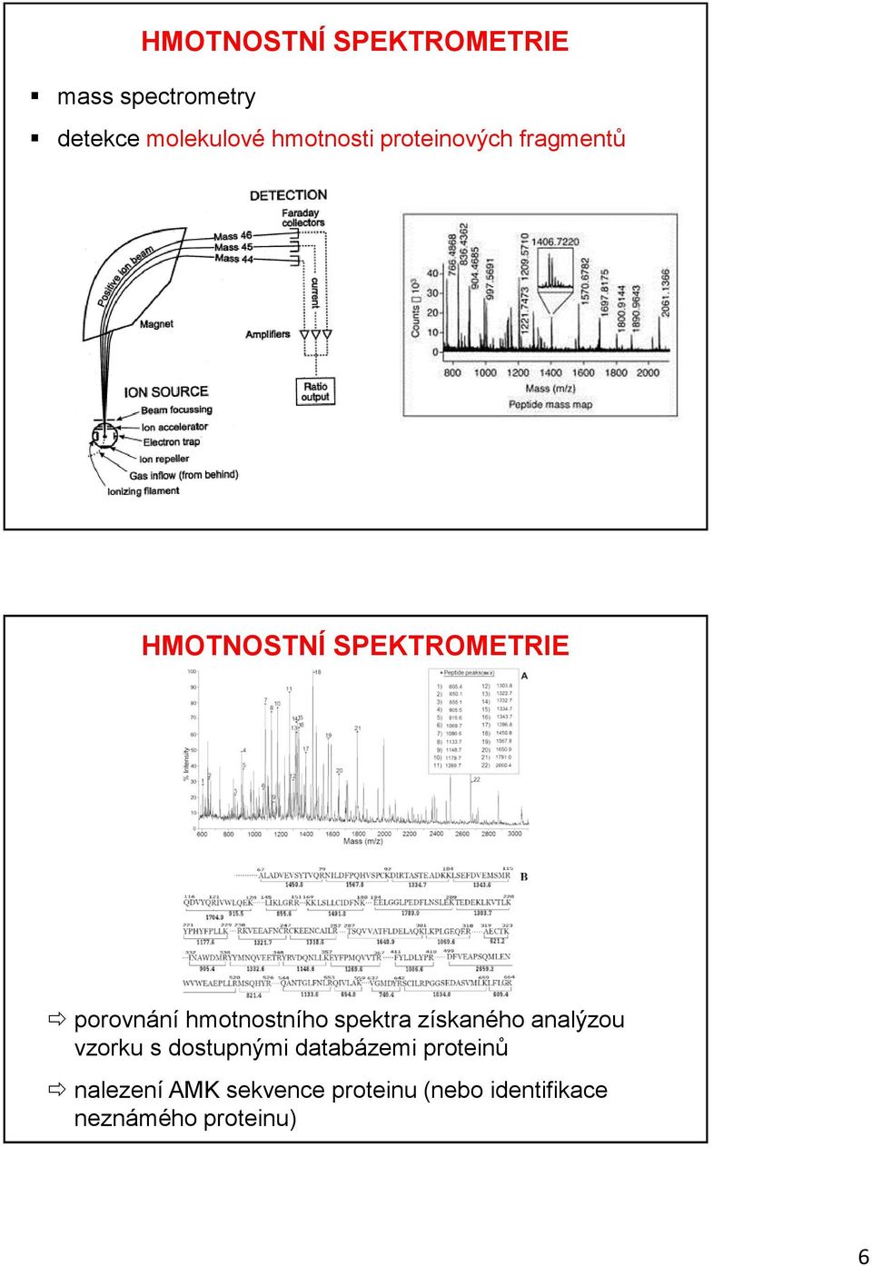 hmotnostního spektra získaného analýzou vzorku s dostupnými databázemi