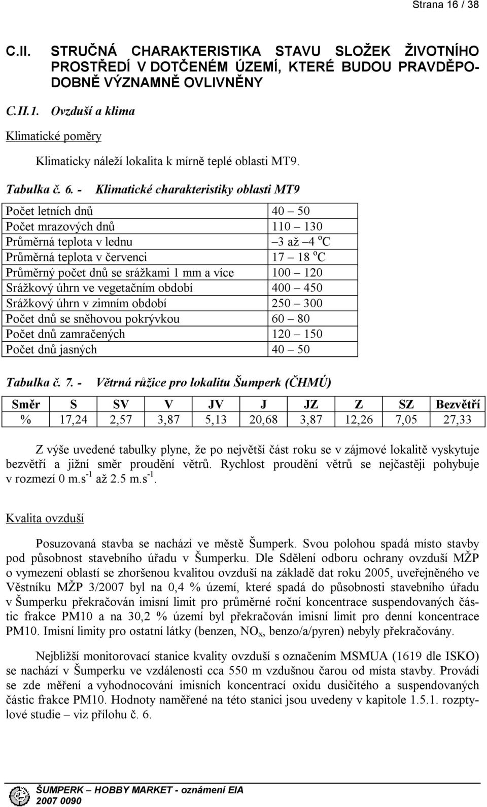- Klimatické charakteristiky oblasti MT9 Počet letních dnů 40 50 Počet mrazových dnů 110 130 Průměrná teplota v lednu 3 až 4 o C Průměrná teplota v červenci 17 18 o C Průměrný počet dnů se srážkami 1