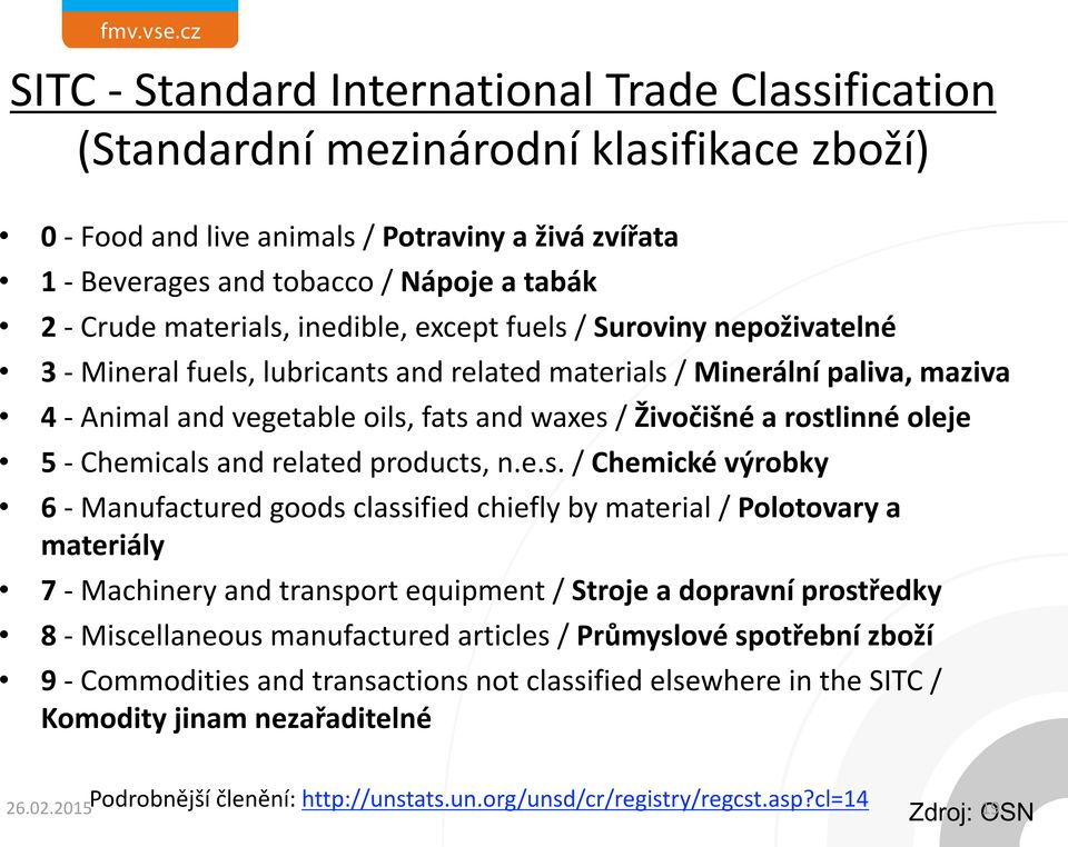 rostlinné oleje 5 - Chemicals and related products, n.e.s. / Chemické výrobky 6 - Manufactured goods classified chiefly by material / Polotovary a materiály 7 - Machinery and transport equipment /