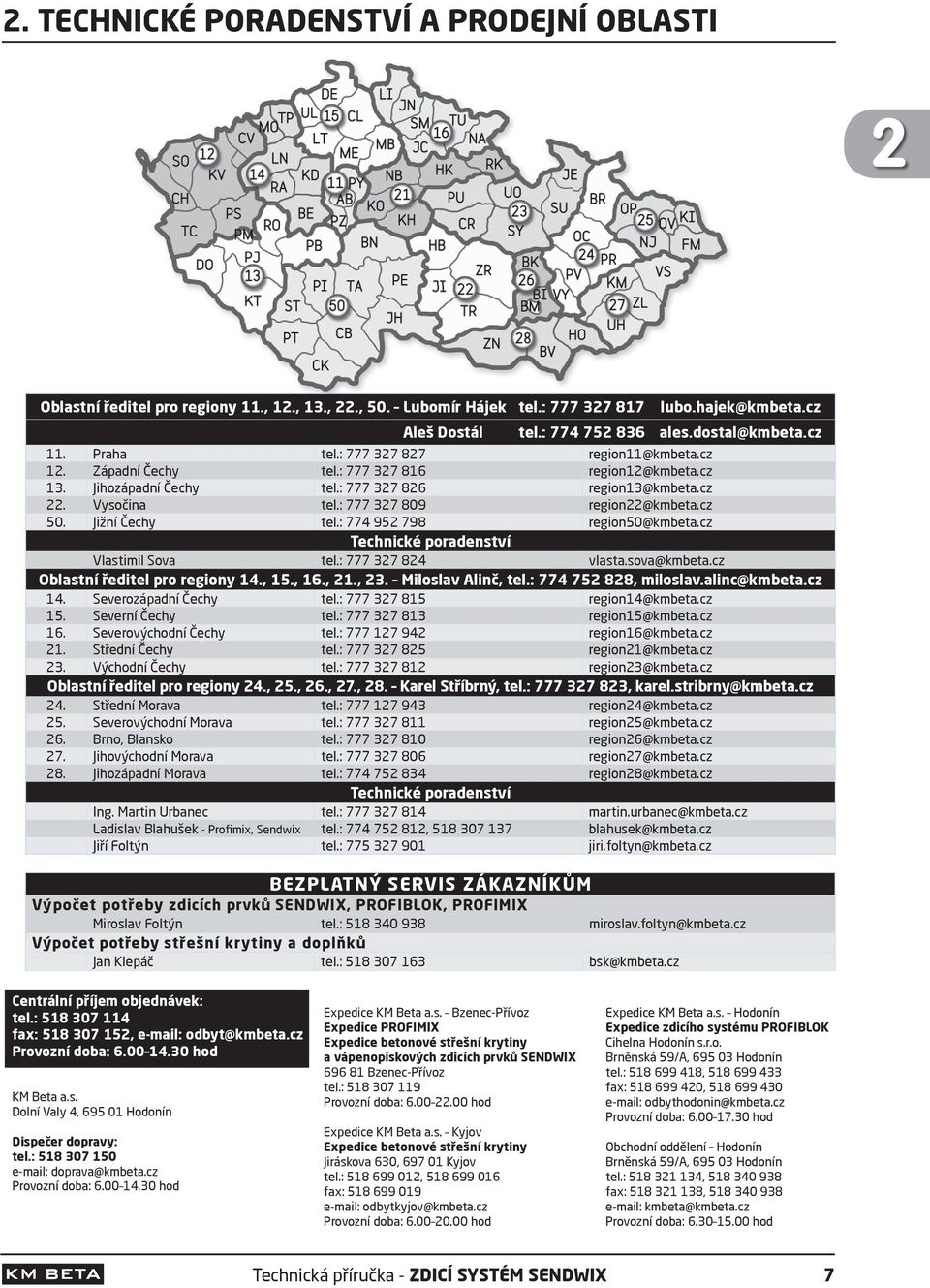 : 777 327 809 region22@kmbeta.cz 50. Jižní Čechy tel.: 774 952 798 region50@kmbeta.cz Technické poradenství Vlastimil Sova tel.: 777 327 824 vlasta.sova@kmbeta.cz Oblastní ředitel pro regiony 14., 15.