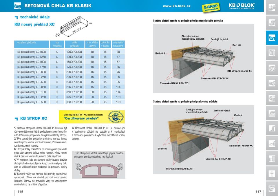 KB-překlad nosný XC 1750 B 1750x70x238 15 15 66 KB-překlad nosný XC 2000 B 2000x70x238 15 15 76 KB-překlad nosný XC 2250 B 2250x70x238 15 15 85 KB-překlad nosný XC 2600 C 2600x70x238 15 15 95