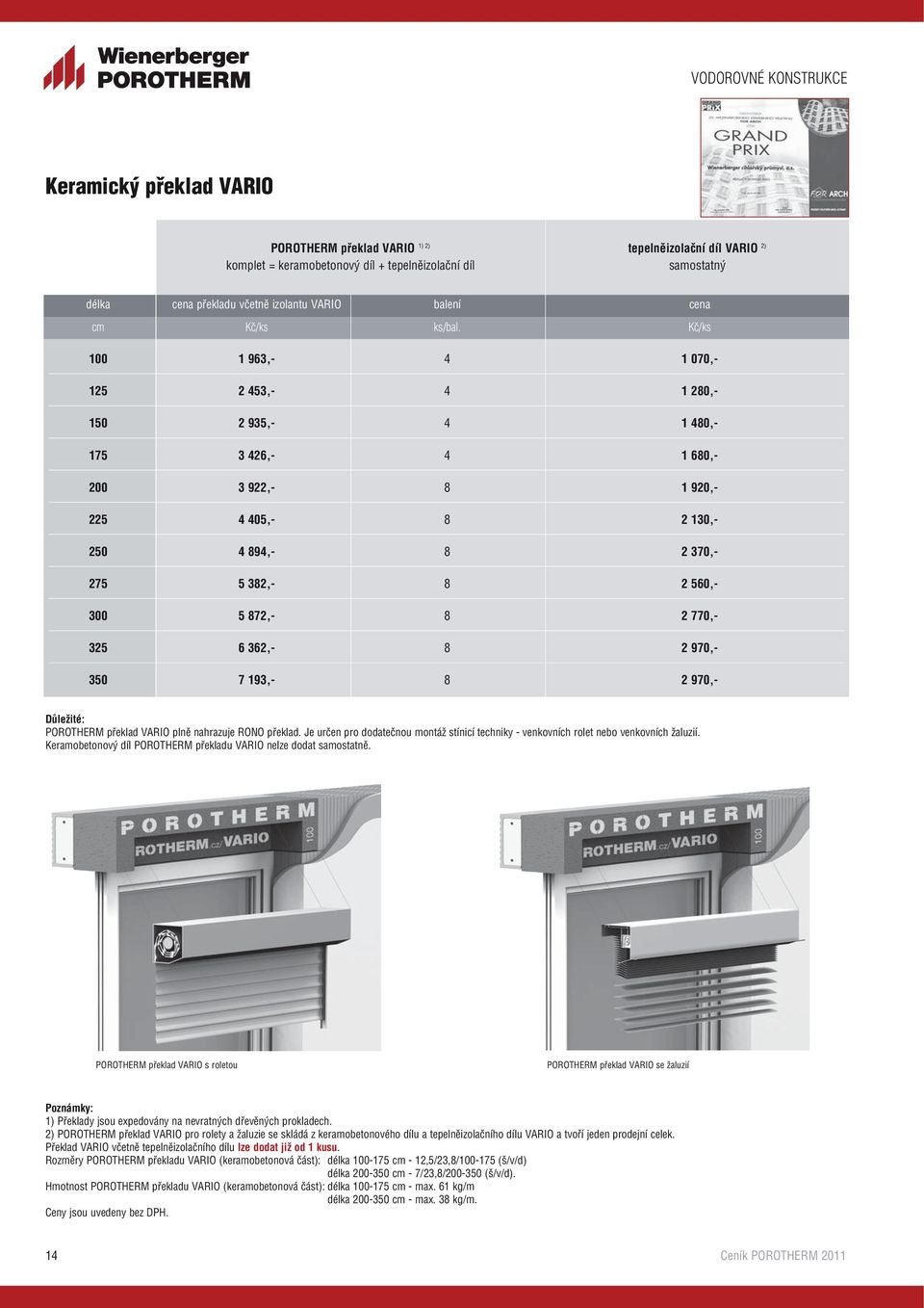 Kč/ks 100 1 963,- 4 1 070,- 125 2 453,- 4 1 280,- 150 2 935,- 4 1 480,- 175 3 426,- 4 1 680,- 200 3 922,- 8 1 920,- 225 4 405,- 8 2 130,- 250 4 894,- 8 2 370,- 275 5 382,- 8 2 560,- 300 5 872,- 8 2