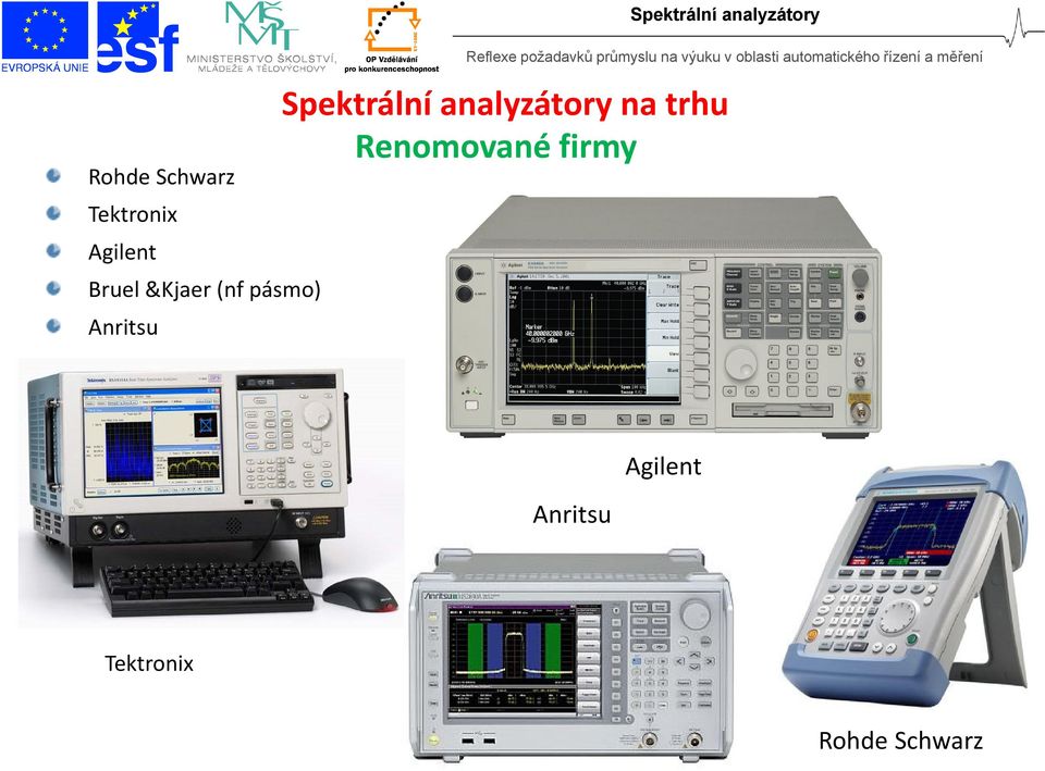 analyzátory Spektrální analyzátory na trhu
