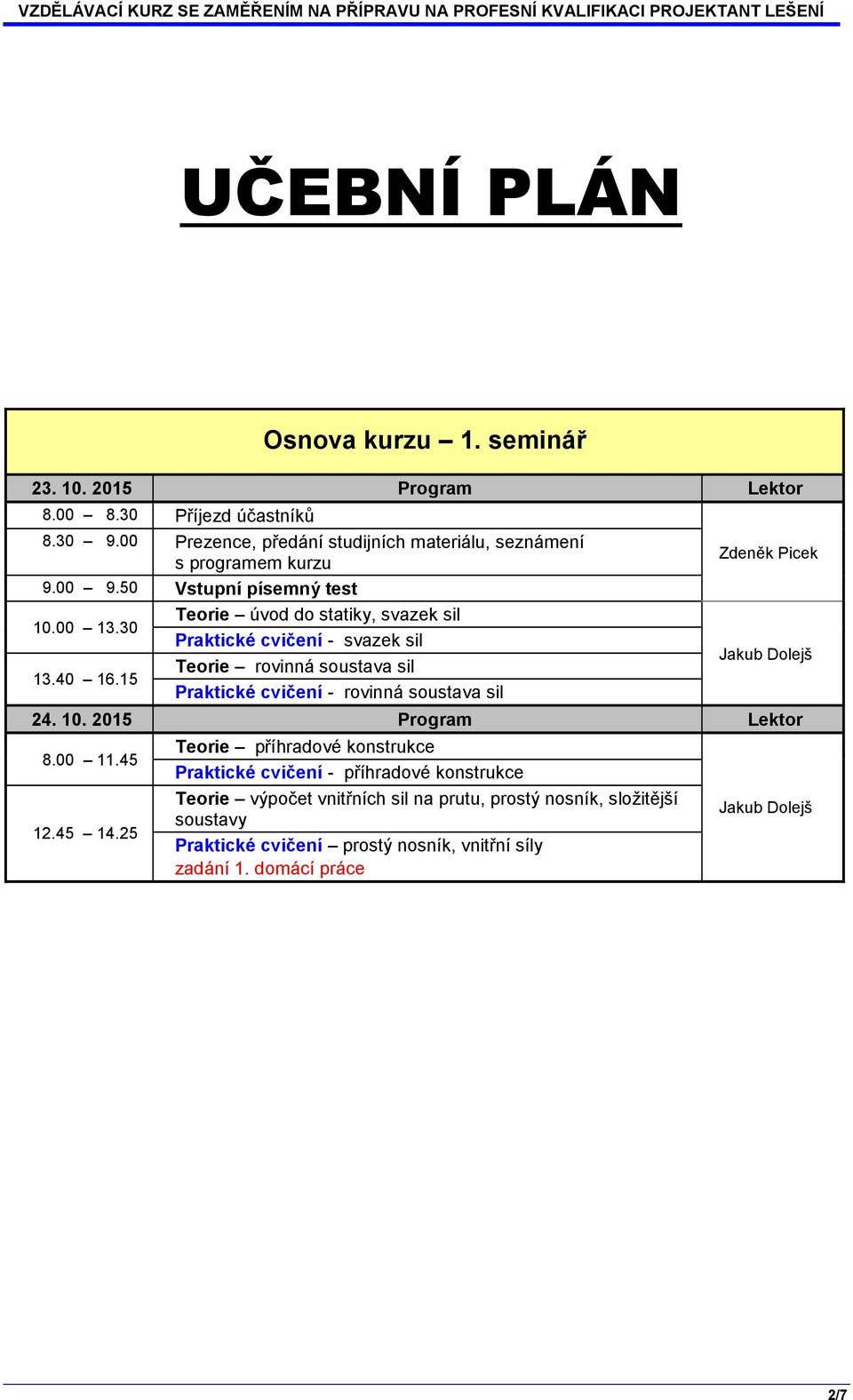 30 Teorie úvod do statiky, svazek sil Praktické cvičení - svazek sil 13.40 16.