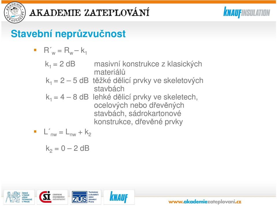 stavbách k 1 = 4 8 db lehké dělicí prvky ve skeletech, ocelových nebo