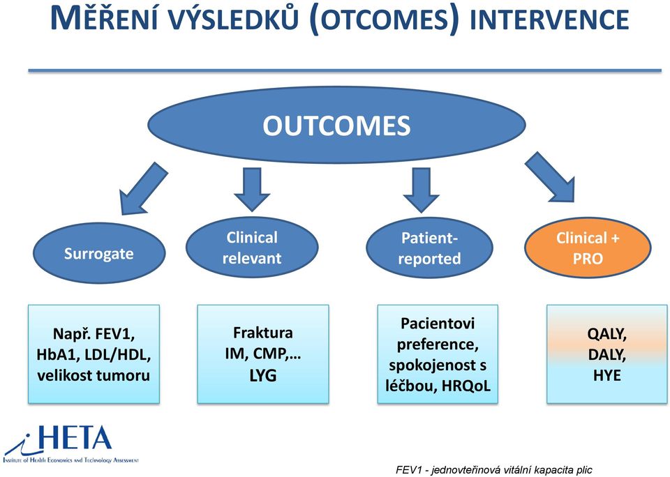 FEV1, HbA1, LDL/HDL, velikost tumoru Fraktura IM, CMP, LYG Pacientovi