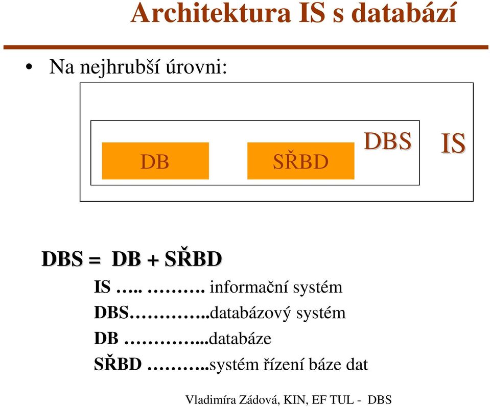 IS... informační systém DBS.