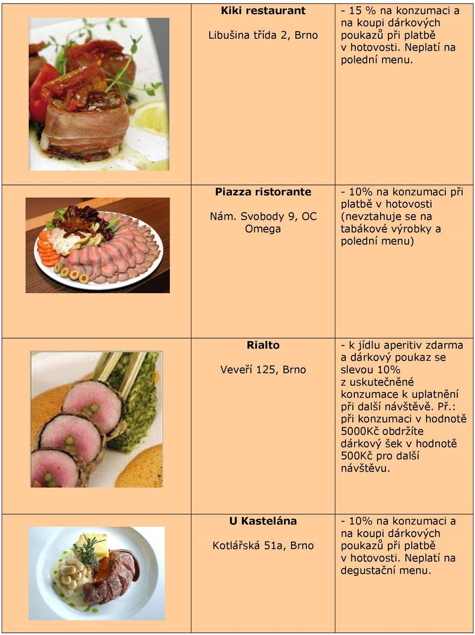 poukaz se Veveří 125, Brno slevou 10% z uskutečněné konzumace k uplatnění při další návštěvě. Př.