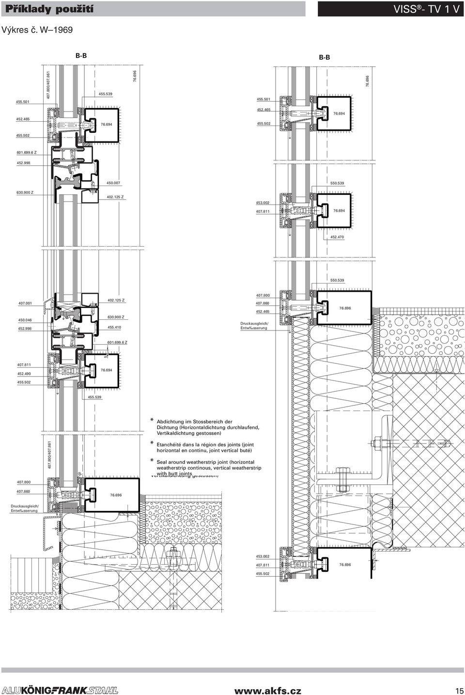 861 * * Etanchéité dans la région des joints (joint horizontal en continu, joint vertical buté) * Seal around weatherstrip joint (horizontal (Horizontaldichtung weatherstrip continous, durchlaufend,