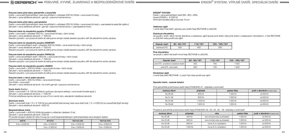 Posuvné dveře před stěnu uzamykatelné Dveře = cena dveří (jednokřídlých nebo dvoukřídlých) + příplatek 300 Kč/křídlo + cena kování (misky) + uzamykatelná sada (dle výběru).