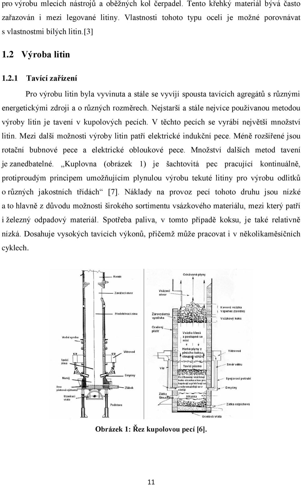 Nejstarší a stále nejvíce pouţívanou metodou výroby litin je tavení v kupolových pecích. V těchto pecích se vyrábí největší mnoţství litin.