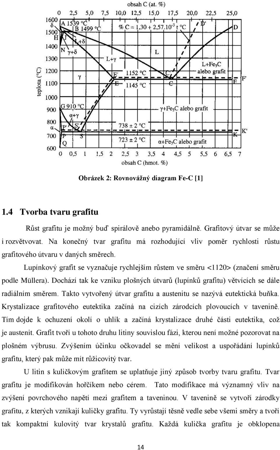 Dochází tak ke vzniku plošných útvarů (lupínků grafitu) větvících se dále radiálním směrem. Takto vytvořený útvar grafitu a austenitu se nazývá eutektická buňka.