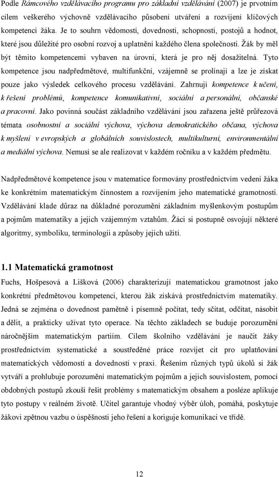 Žák by měl být těmito kompetencemi vybaven na úrovni, která je pro něj dosažitelná.