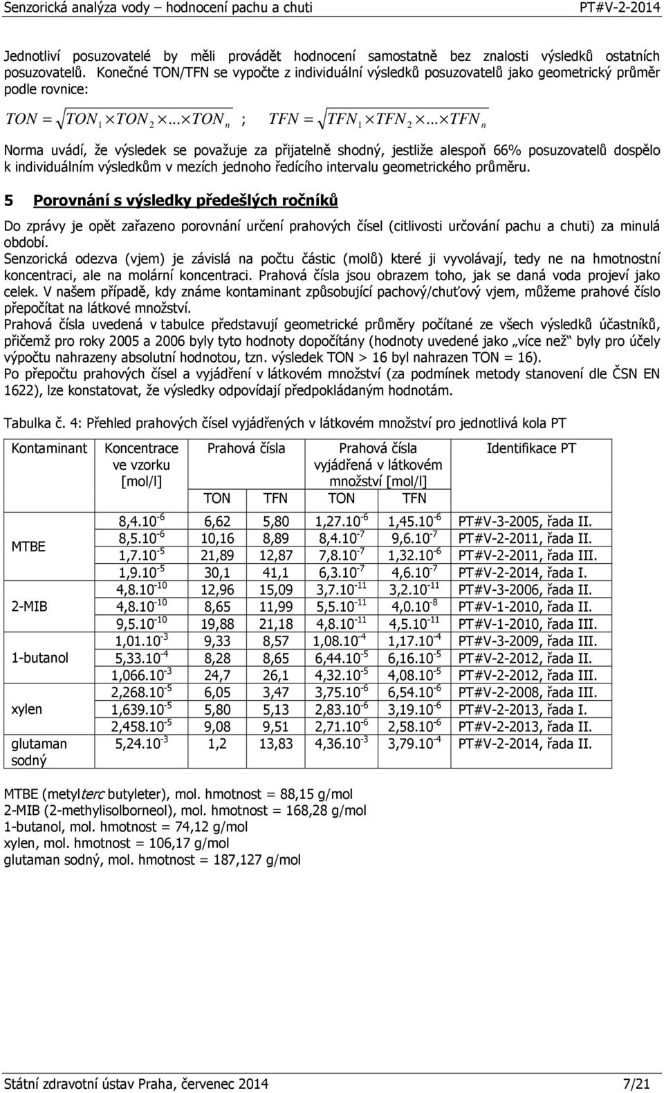 .. TFN 1 ; 1 2 n Norma uvádí, že výsledek se považuje za přijatelně shodný, jestliže alespoň 66% posuzovatelů dospělo k individuálním výsledkům v mezích jednoho ředícího intervalu geometrického průměru.