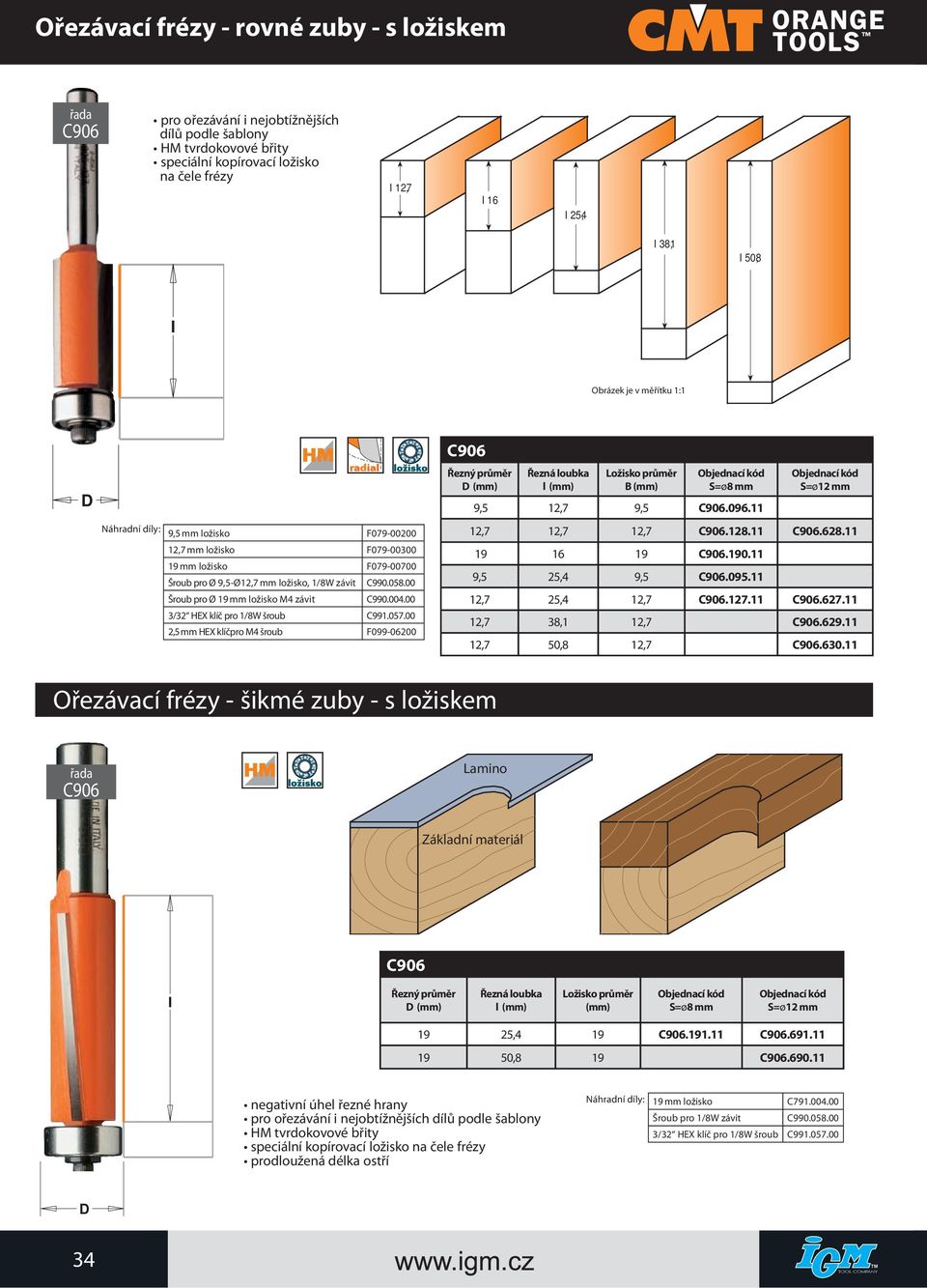 11 Náhradní díly: 9,5 mm ložisko F079-00200 12,7 mm ložisko F079-00300 19 mm ložisko F079-00700 Šroub pro Ø 9,5-Ø12,7 mm ložisko, 1/8W závit C990.058.00 Šroub pro Ø 19 mm ložisko M4 závit C990.004.