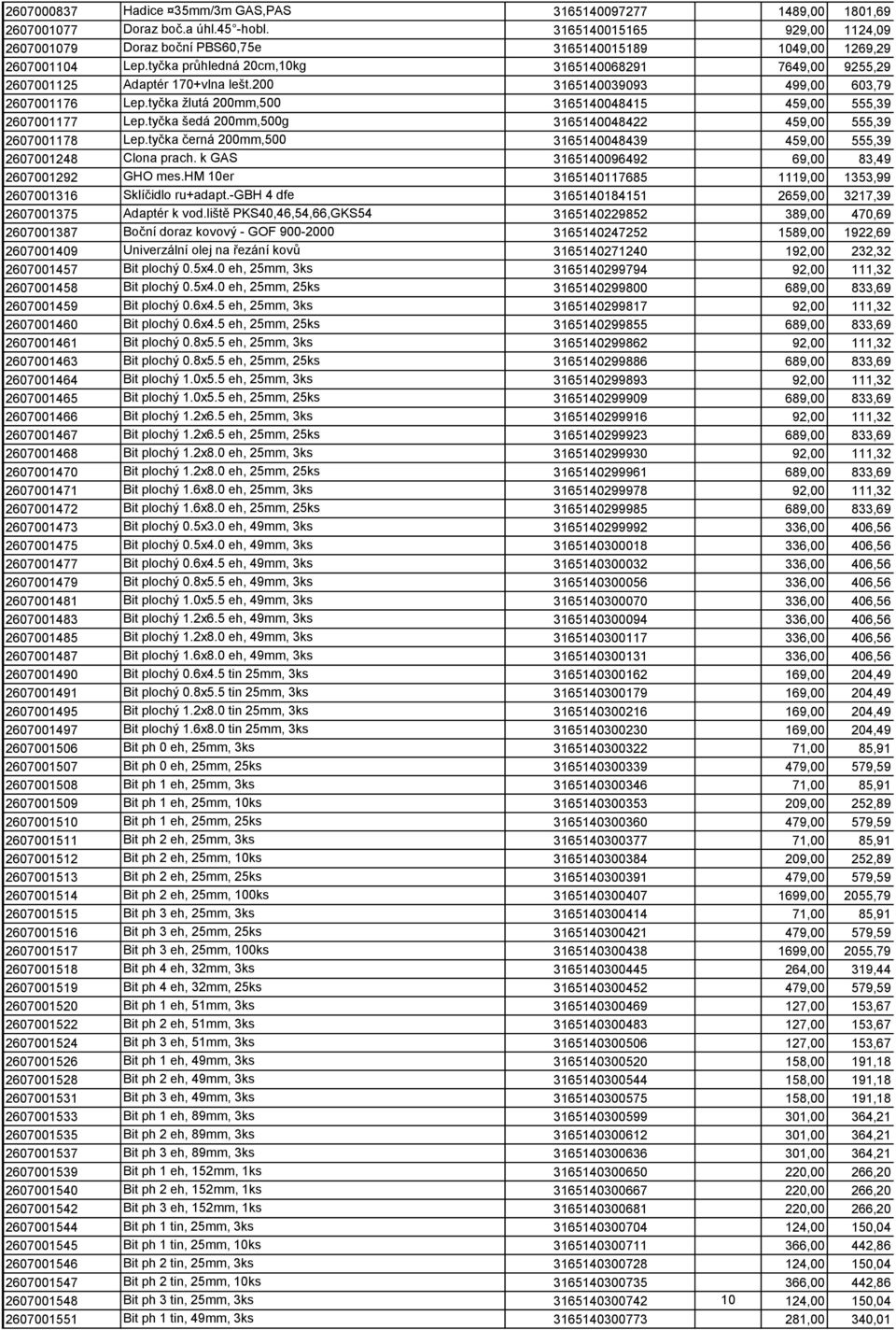 200 3165140039093 499,00 603,79 2607001176 Lep.tyčka žlutá 200mm,500 3165140048415 459,00 555,39 2607001177 Lep.tyčka šedá 200mm,500g 3165140048422 459,00 555,39 2607001178 Lep.