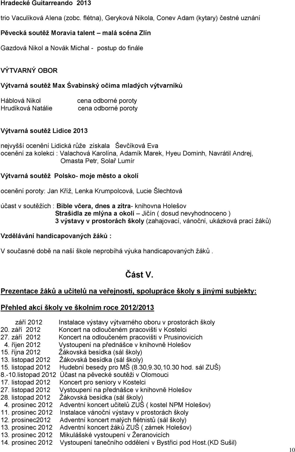 očima mladých výtvarníků Háblová Nikol Hrudíková Natálie cena odborné poroty cena odborné poroty Výtvarná soutěž Lidice 2013 nejvyšší ocenění Lidická růže získala Ševčíková Eva ocenění za kolekci :