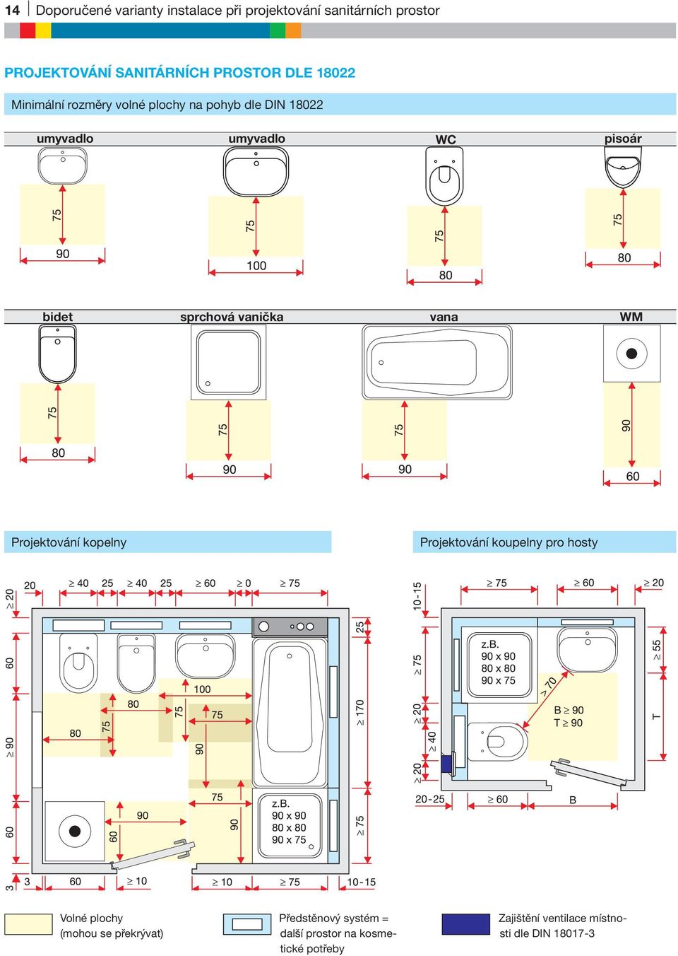 sprchová vanička vana WM Projektování kopelny Projektování koupelny pro hosty Volné plochy (mohou se