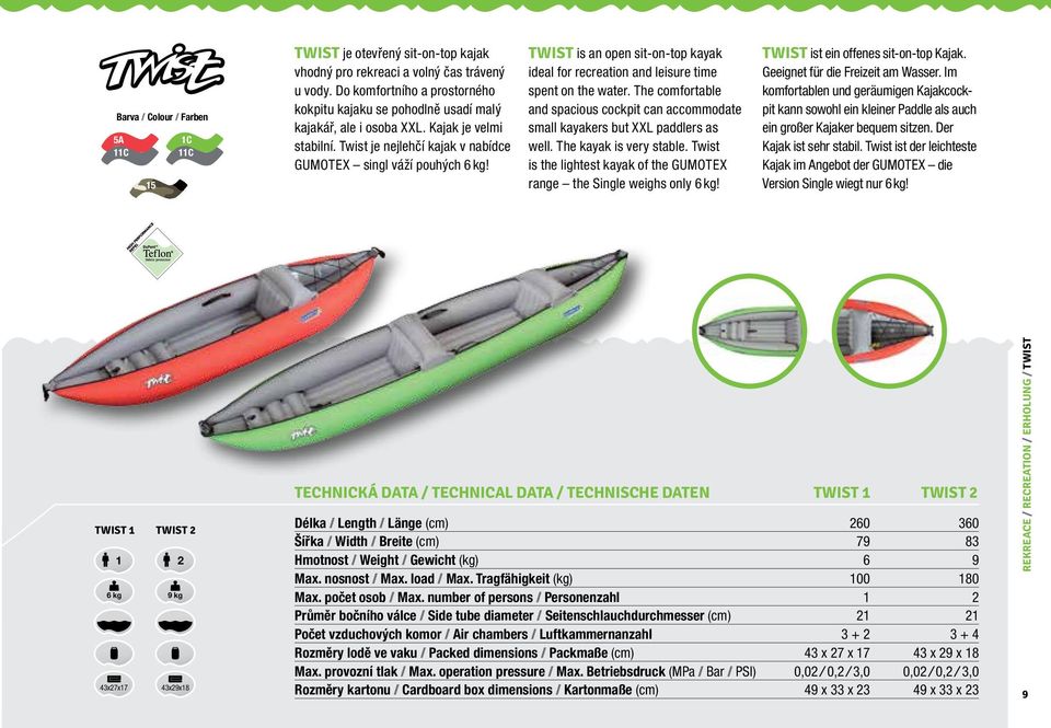 TWIST is an open sit-on-top kayak ideal for recreation and leisure time spent on the water. The comfortable and spacious cockpit can accommodate small kayakers but XXL paddlers as well.