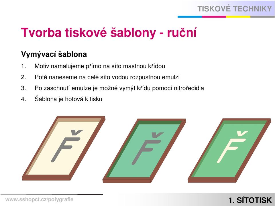 Poté naneseme na celé síto vodou rozpustnou emulzi 3.