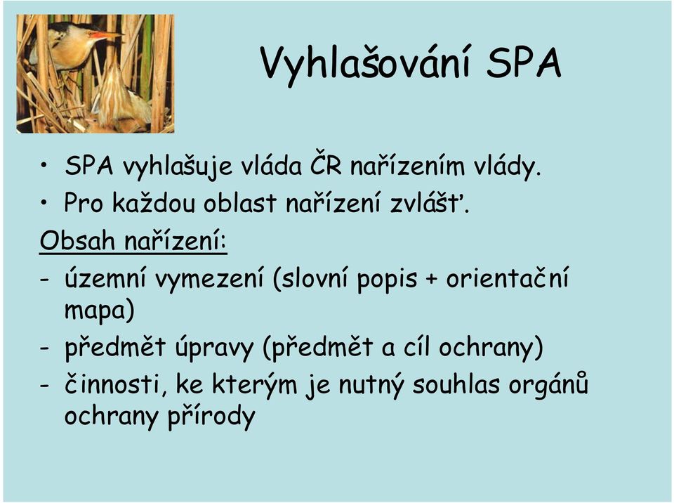 Obsah nařízení: - územní vymezení (slovní popis + orientační