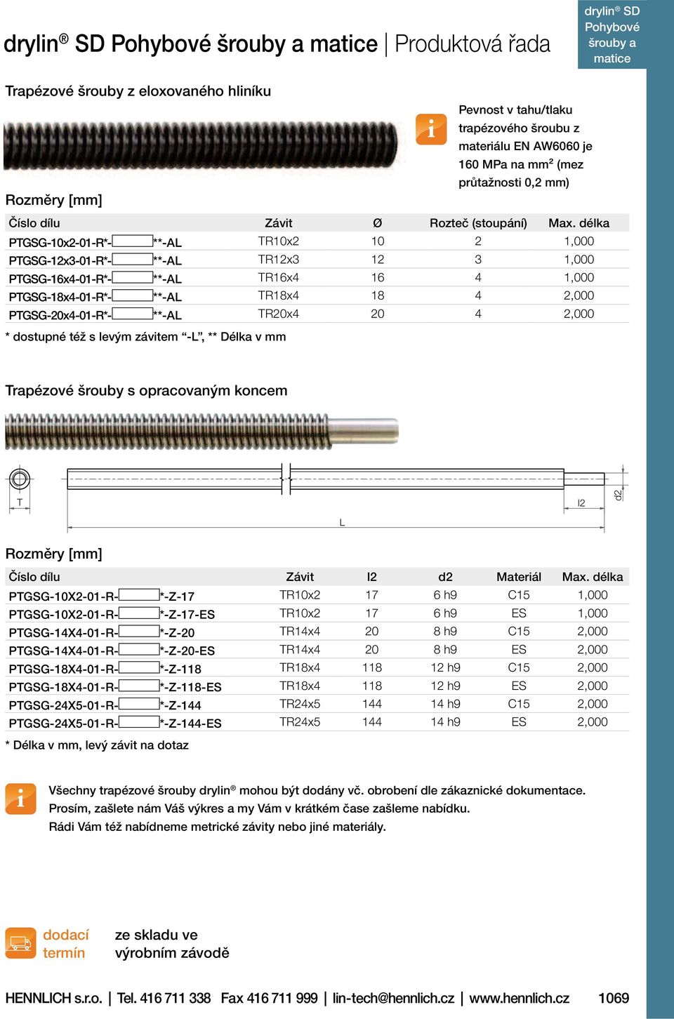 délka PTGSG-10x2-01-R*- **-AL TR10x2 10 2 1,000 PTGSG-12x3-01-R*- **-AL TR12x3 12 3 1,000 PTGSG-16x4-01-R*- **-AL TR16x4 16 4 1,000 PTGSG-18x4-01-R*- **-AL TR18x4 18 4 2,000 PTGSG-20x4-01-R*- **-AL