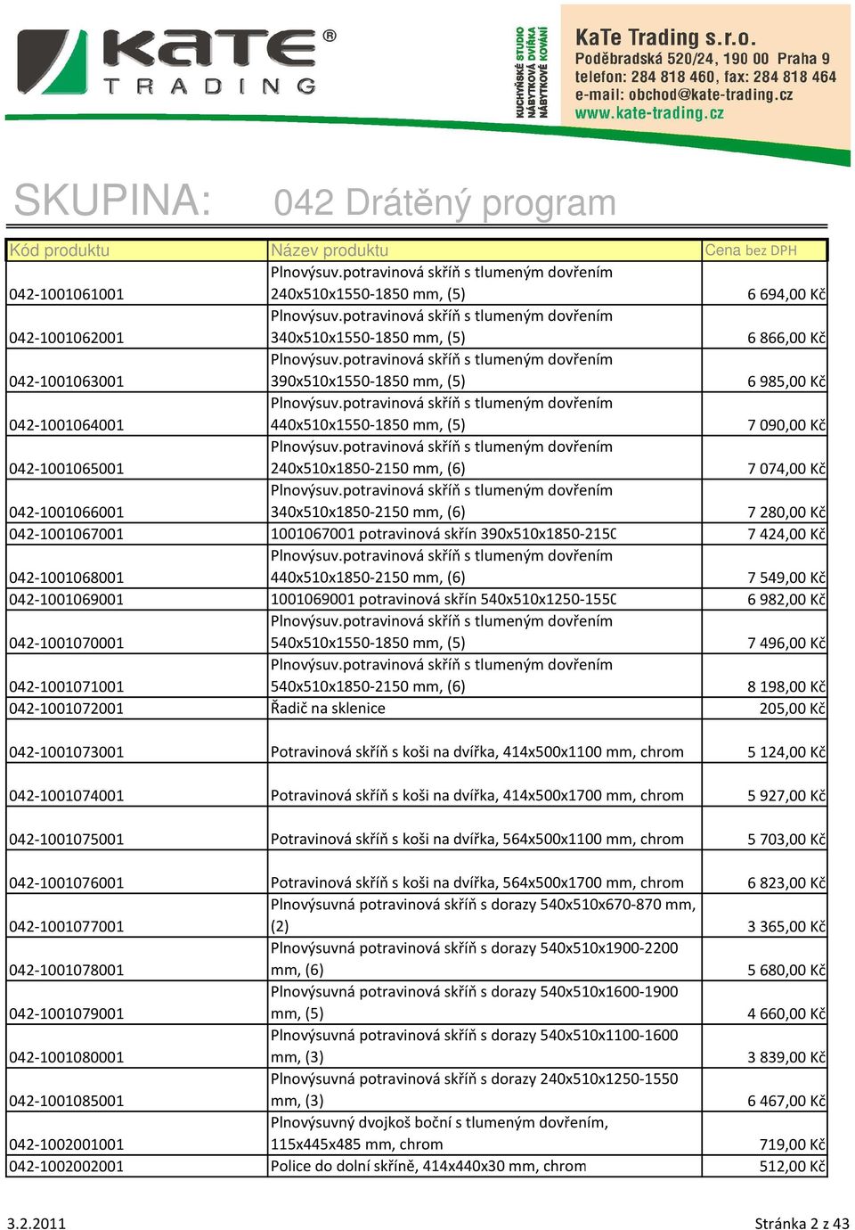 potravinová skříň s tlumeným dovřením 440x510x1550-1850 mm, (5) 7090,00 Kč 042-1001065001 Plnovýsuv.potravinová skříň s tlumeným dovřením 240x510x1850-2150 mm, (6) 7074,00 Kč 042-1001066001 Plnovýsuv.