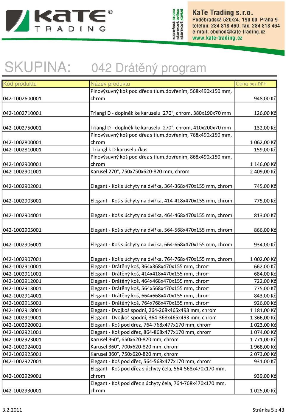 410x200x70 mm 132,00 Kč 042-1002800001 dovřením, 768x490x150 mm, chrom 1062,00 Kč 042-1002810001 Triangl k D karuselu /kus 159,00 Kč 042-1002900001 dovřením, 868x490x150 mm, chrom 1146,00 Kč