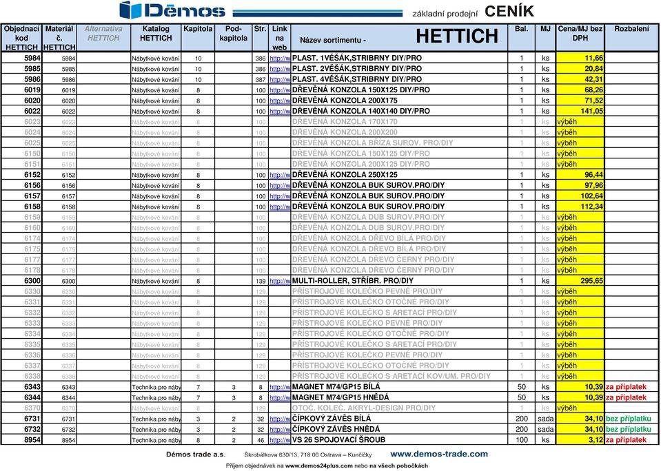 2VĚŠÁK,STRIBRNY DIY/PRO 1 ks 20,84 5986 5986 Nábytkové kování 200510 387 http://2.hettich.com/hbh/start.do?localeid=cs&itemid=5986 PLAST.