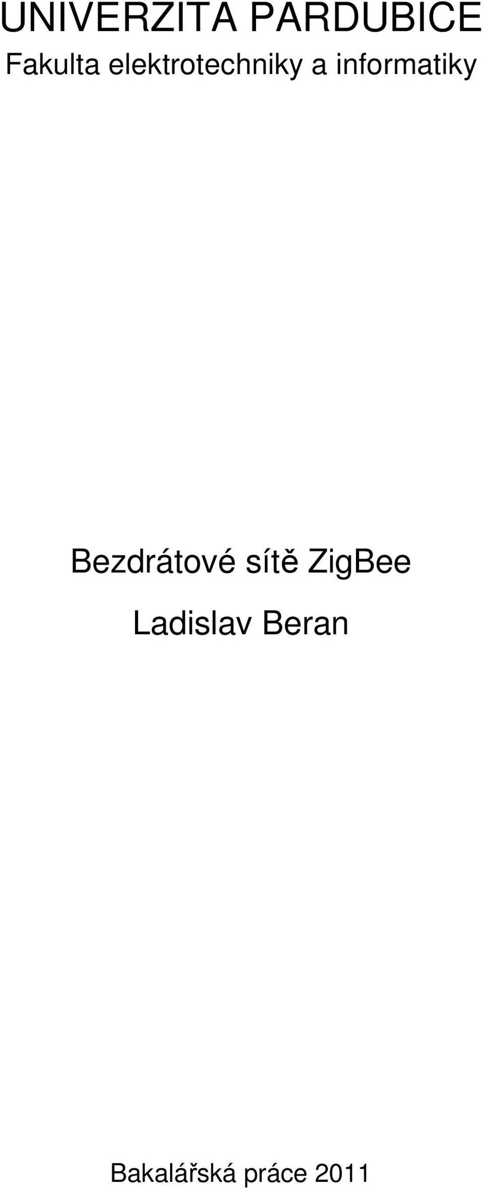 Bezdrátové sítě ZigBee