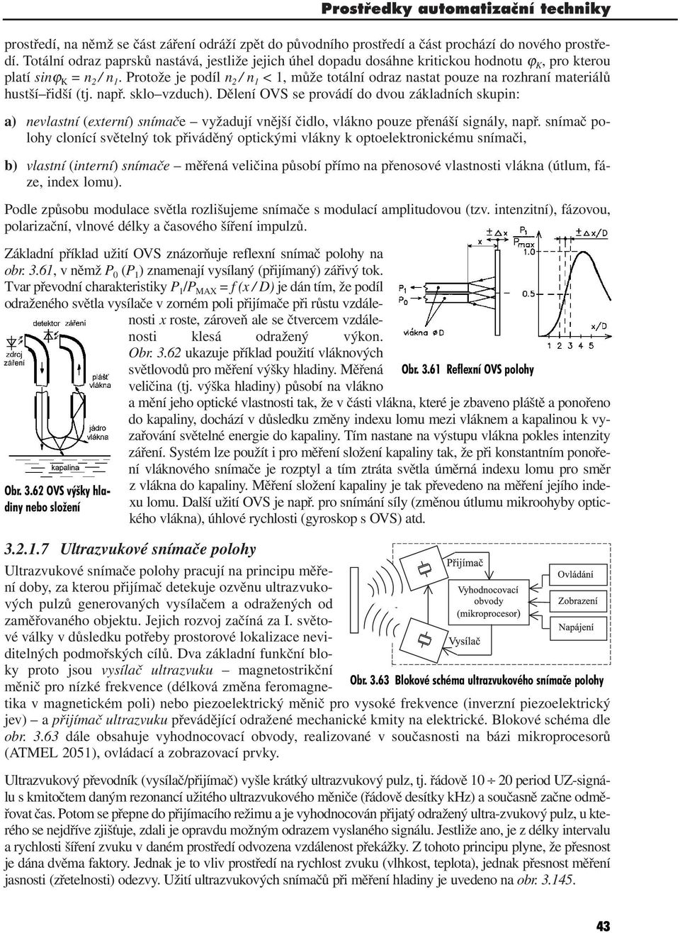 Protože je podíl n 2 /n <, může totální odraz nastat pouze na rozhraní materiálů hustší řidší (tj. např. sklo vzduch).