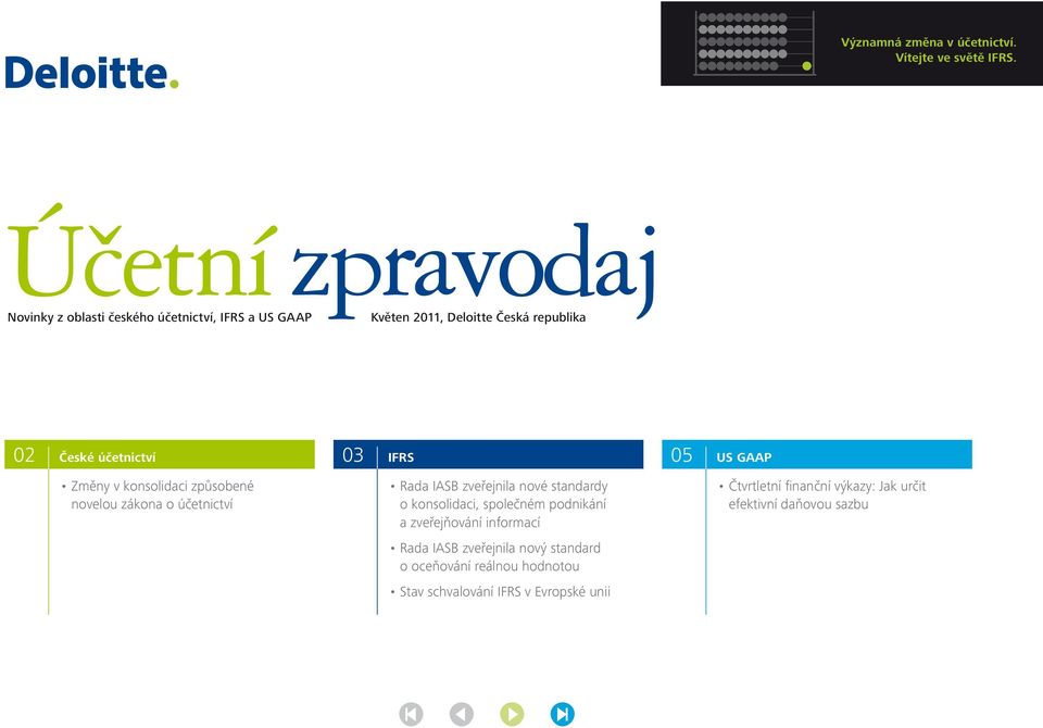 Změny v konsolidaci způsobené novelou zákona o účetnictví 03 IFRS Rada IASB zveřejnila nové standardy o konsolidaci, společném
