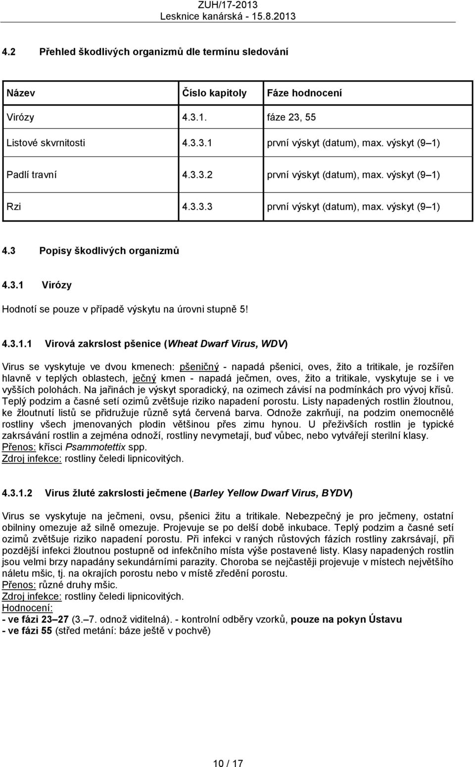 Rzi 4.3.3.3 první výskyt (datum), max. výskyt (9 1)