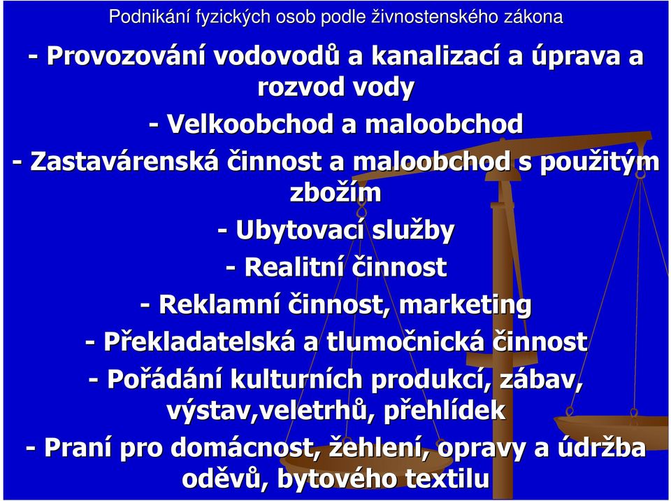 činnost, marketing - Překladatelská a tlumočnick nická činnost - Pořádání kulturních produkcí,,