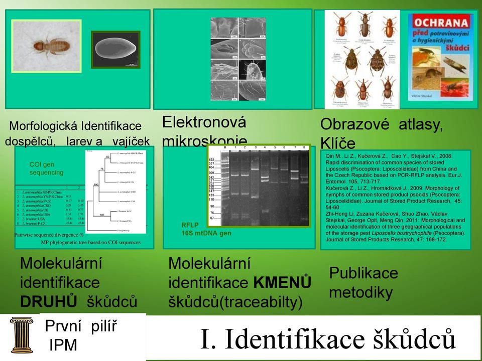 , 2008: Rapid discrimination of common species of stored Liposcelis (Psocoptera: Liposcelididae) from China and the Czech Republic based on PCR-RFLP analysis. Eur.J. Entomol. 105, 713-717. Kučerová Z.
