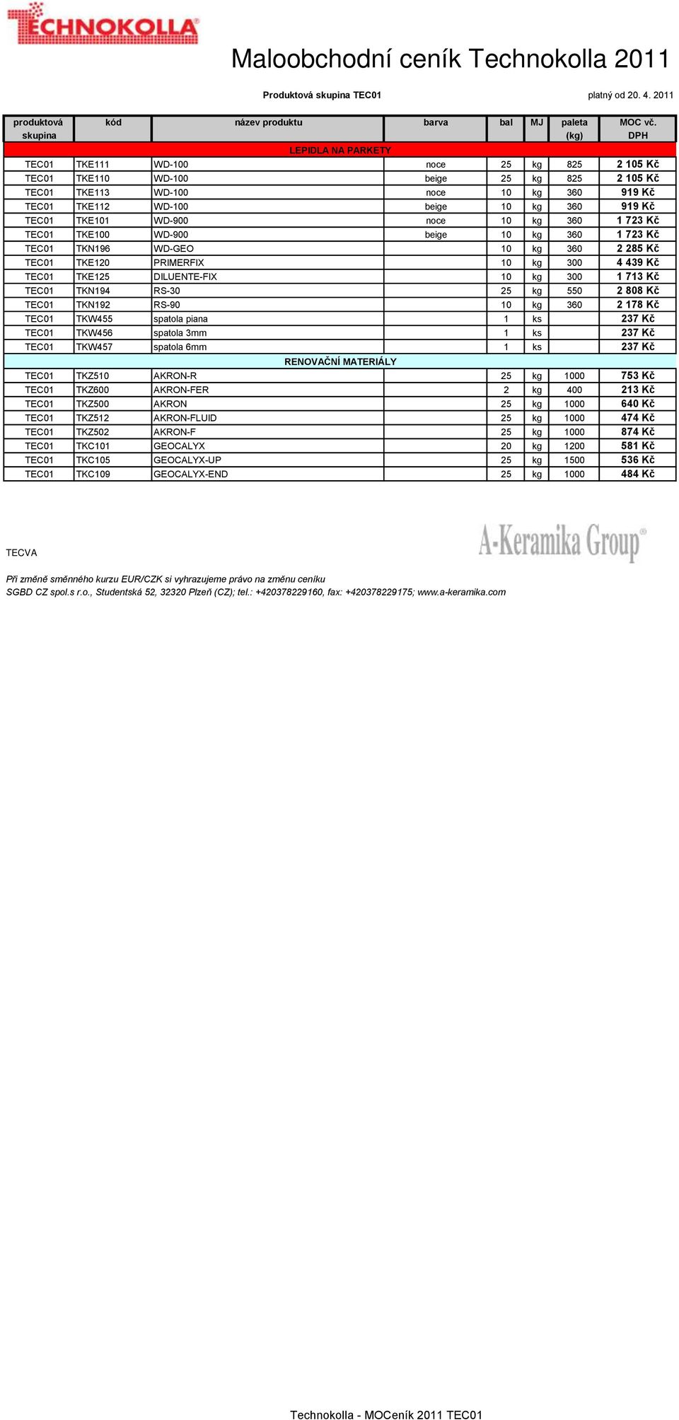 1 713 Kč TEC01 TKN194 RS-30 25 kg 550 2 808 Kč TEC01 TKN192 RS-90 10 kg 360 2 178 Kč TEC01 TKW455 spatola piana 1 ks 237 Kč TEC01 TKW456 spatola 3mm 1 ks 237 Kč TEC01 TKW457 spatola 6mm 1 ks 237 Kč