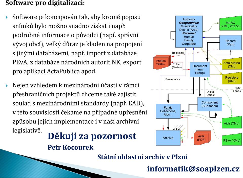 import z databáze PEvA, z databáze národních autorit NK, export pro aplikaci ActaPublica apod.