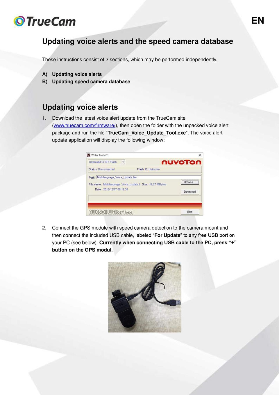 com/firmware/), then open the folder with the unpacked voice alert package and run the file TrueCam_Voice_Update_Tool.exe.
