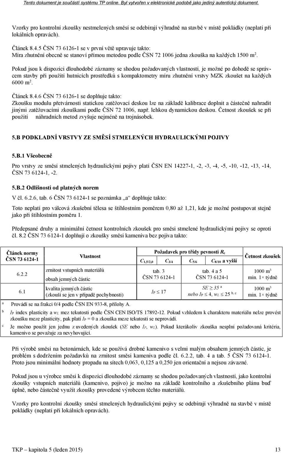 Pokud jsou k dispozici dlouhodobé záznamy se shodou požadovaných vlastností, je možné po dohodě se správcem stavby při použití hutnicích prostředků s kompaktometry míru zhutnění vrstvy MZK zkoušet na