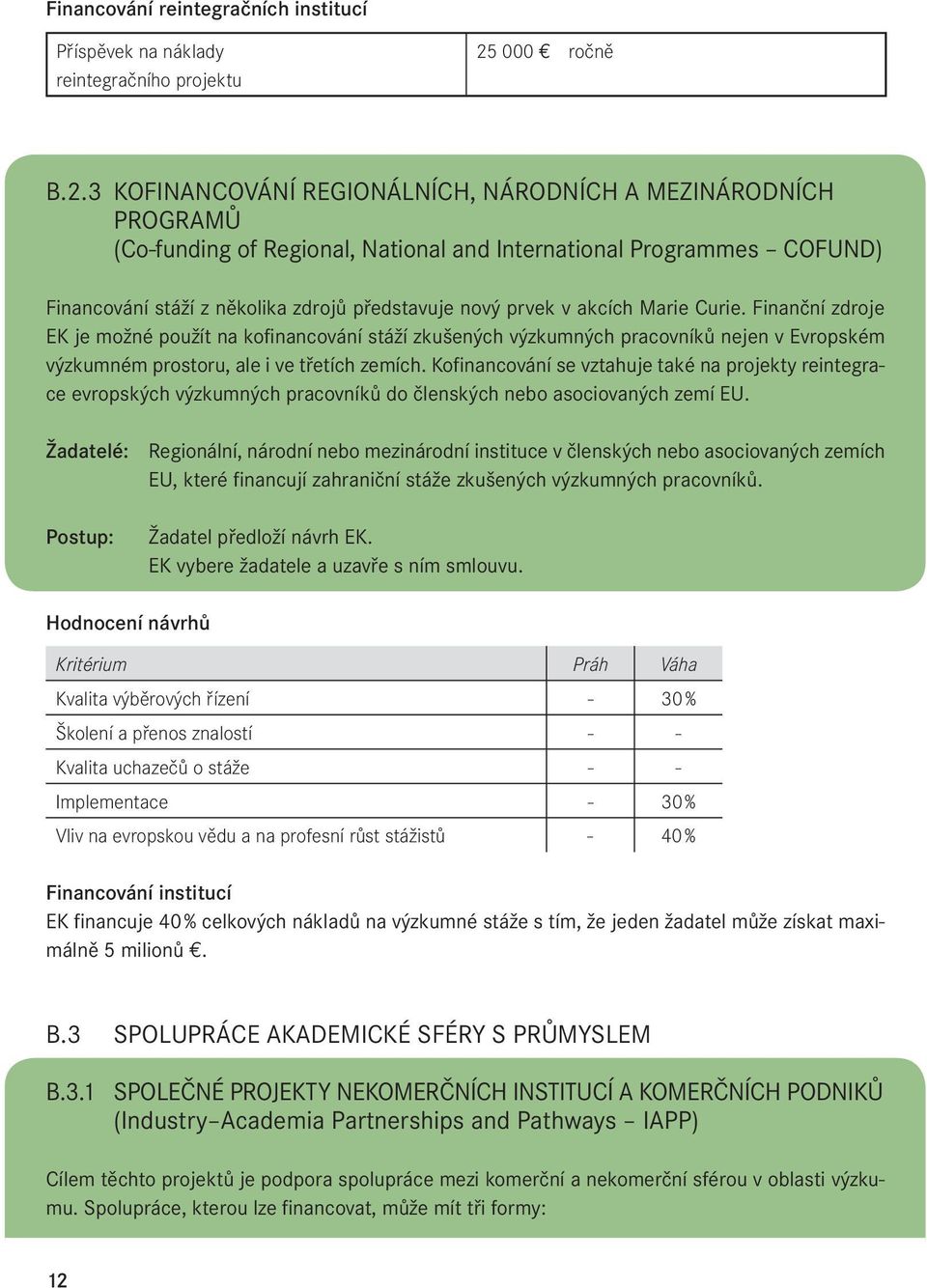 3 KOFINANCOVÁNÍ REGIONÁLNÍCH, NÁRODNÍCH A MEZINÁRODNÍCH PROGRAMŮ (Co-funding of Regional, National and International Programmes COFUND) Financování stáží z několika zdrojů představuje nový prvek v