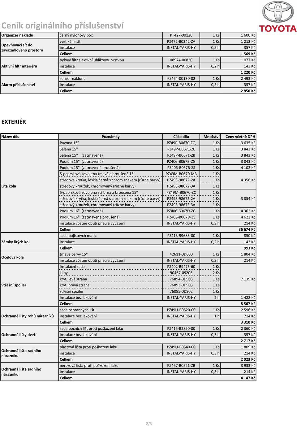 Ochranné lišty rohů nárazníků Ochranné lišty dveří Ochranná lišta zadního Ochranná lišta zadního Pavona 15" PZ49P-B0670-ZQ 1 Ks 3 635 Kč Selena 15" PZ49P-B0671-ZE 1 Ks 3 843 Kč Selena 15" (zatmavená)