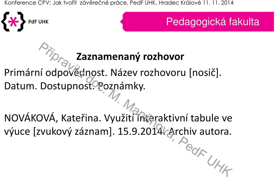 Poznámky. NOVÁKOVÁ, Kateřina.