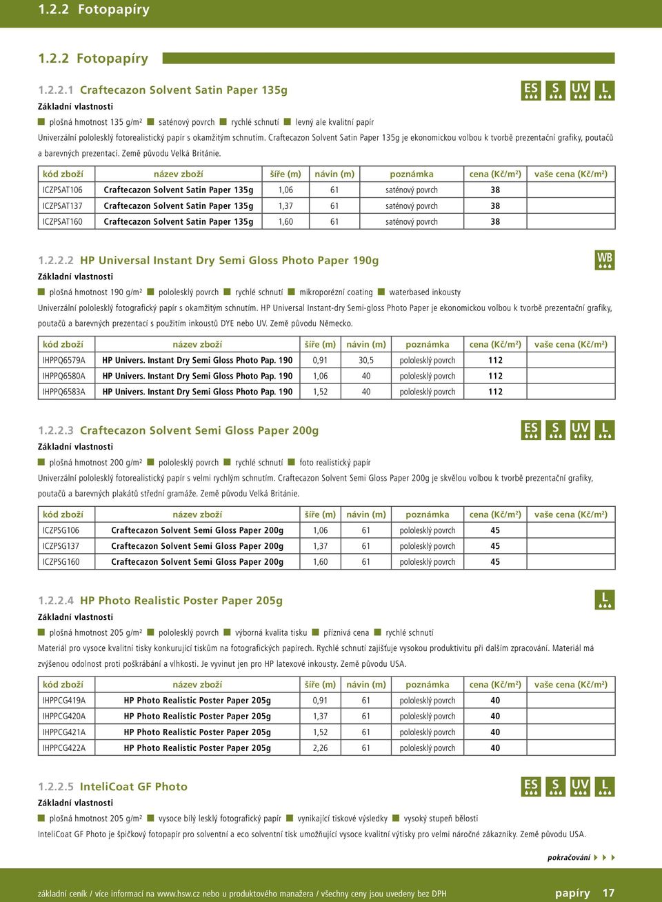 ICZPSAT106 Craftecazon Solvent Satin Paper 135g 1,06 61 saténový povrch 38 ICZPSAT137 Craftecazon Solvent Satin Paper 135g 1,37 61 saténový povrch 38 ICZPSAT160 Craftecazon Solvent Satin Paper 135g
