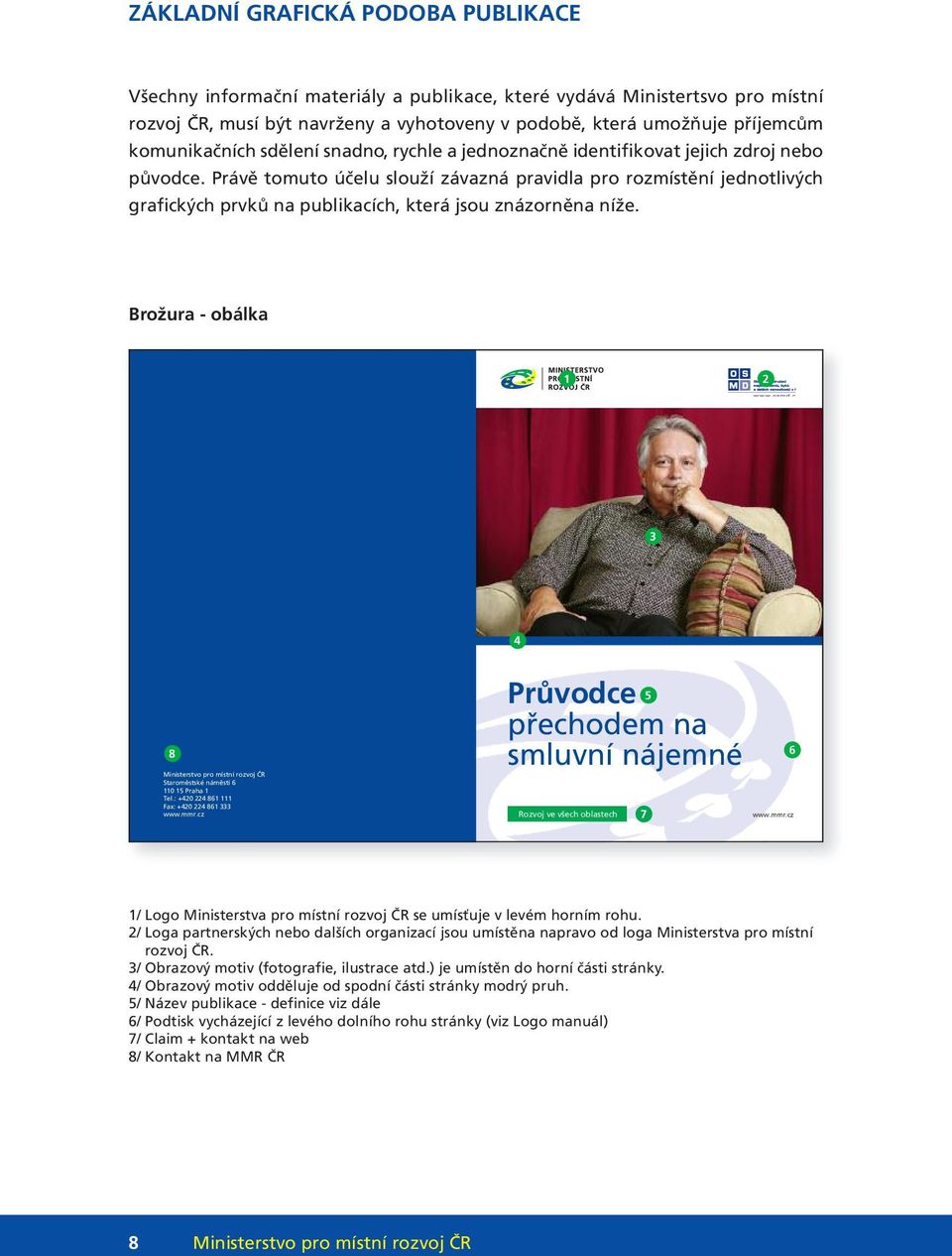 Právě tomuto účelu slouží závazná pravidla pro rozmístění jednotlivých grafických prvků na publikacích, která jsou znázorněna níže.