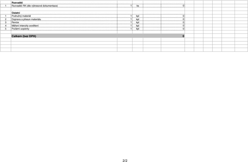 materiálu 1 kpl 0 3 Revize 1 kpl 0 4 Měření intenzity